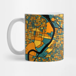 Philadelphia Map Pattern in Orange & Teal Mug